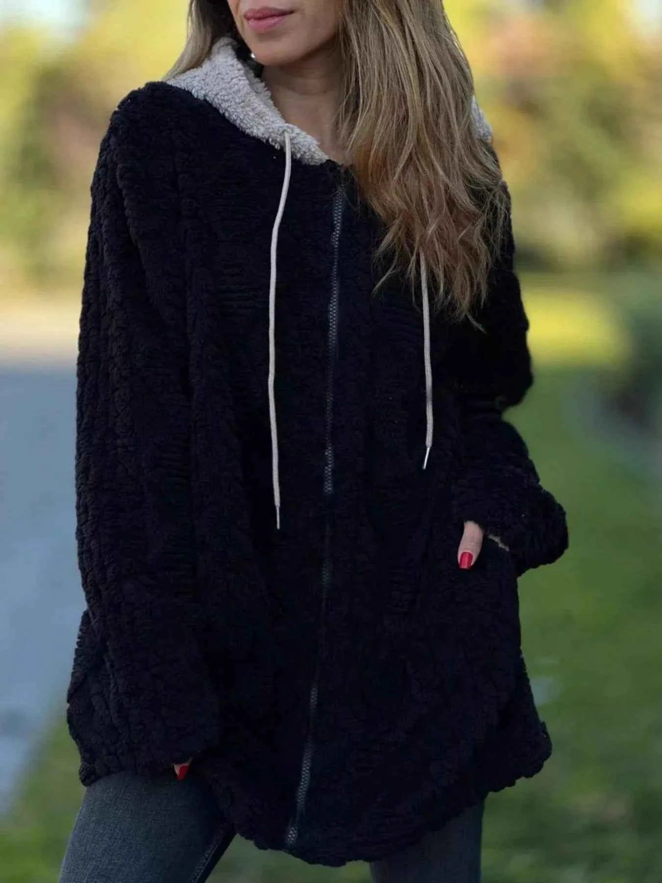 Full Size Zip Up Long Sleeve Fleece Jacket Plus Size Black 6804fc83-c0f6-43f5-bb99-57739bbba2f7-Max-Origin