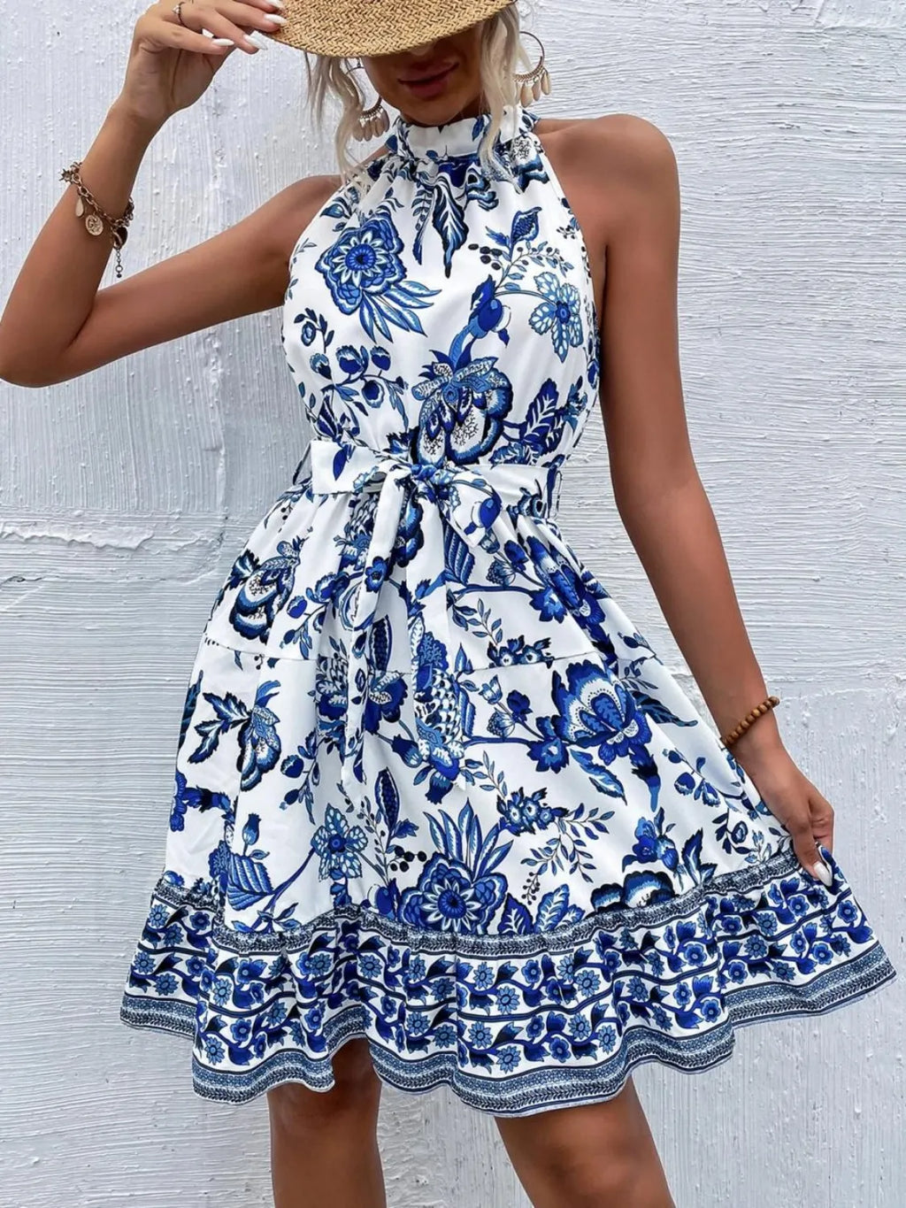 Printed Tie Waist Mini Dress 685a2ea6-402e-427d-b19f-4aeb1d0b50d3-Max-Origin