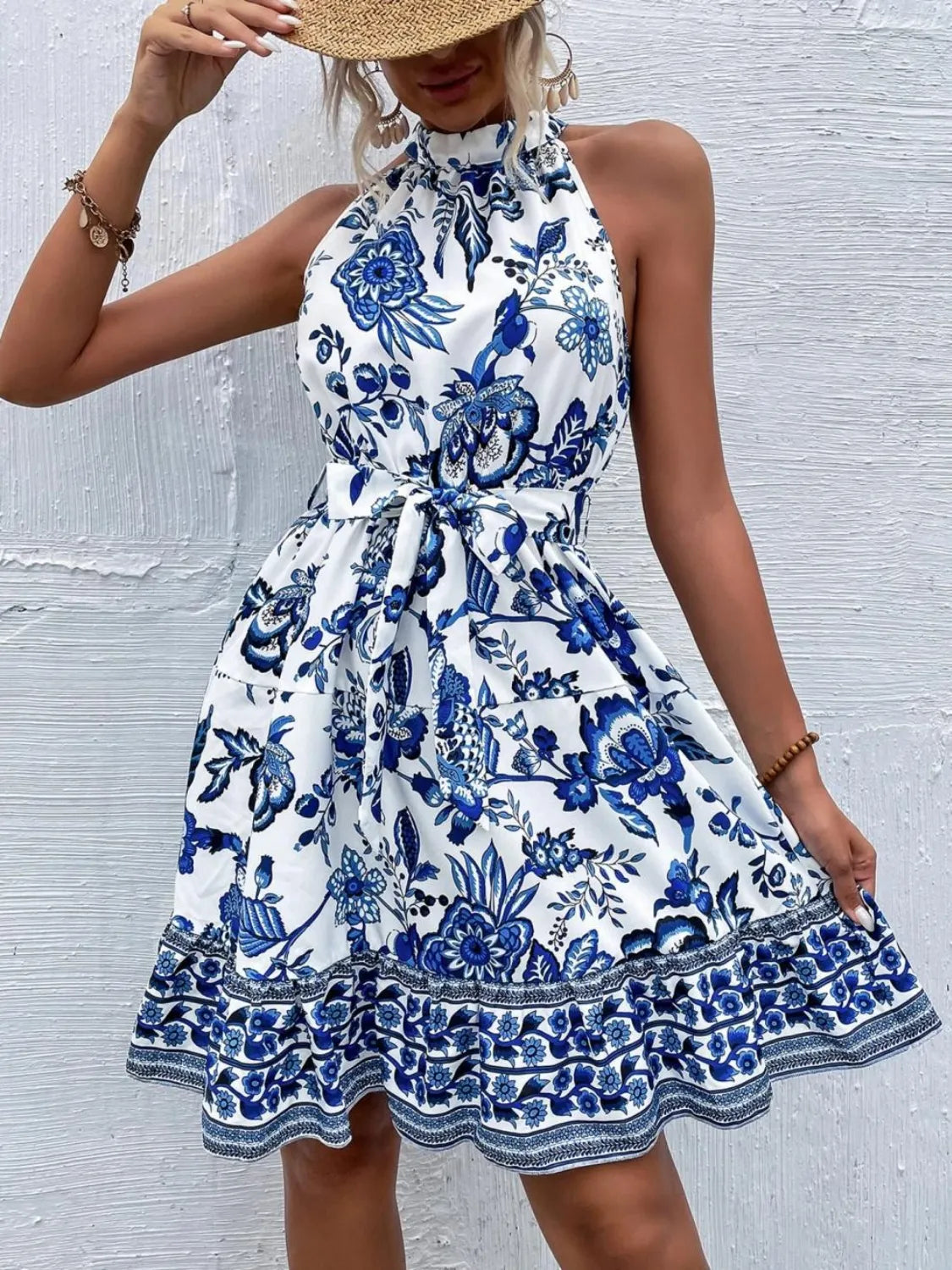 Printed Tie Waist Mini Dress 685a2ea6-402e-427d-b19f-4aeb1d0b50d3-Max-Origin