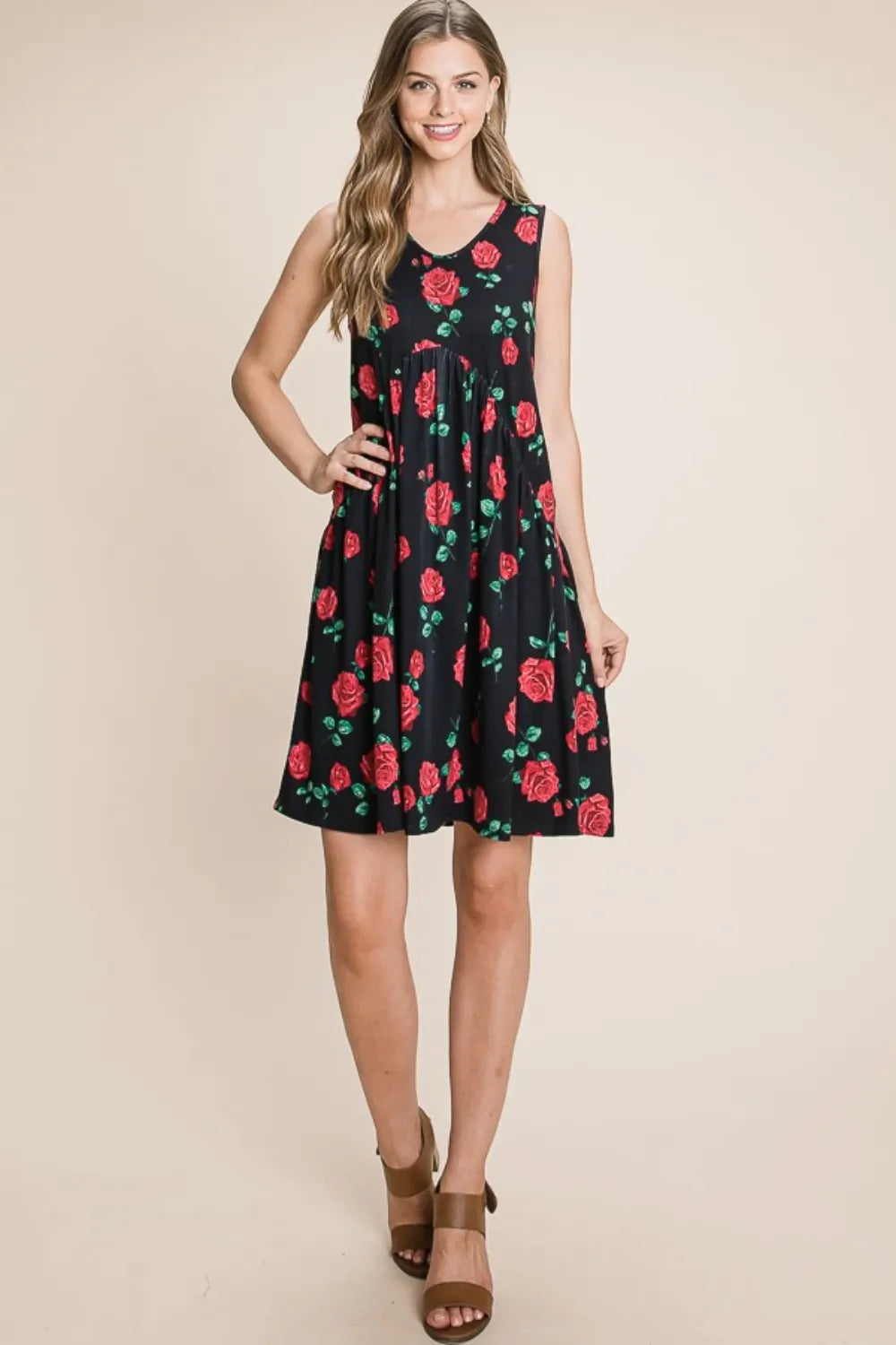 BOMBOM Floral Ruched Tank Dress 686e0020-0f7b-4edd-b507-d35608af5224-Max