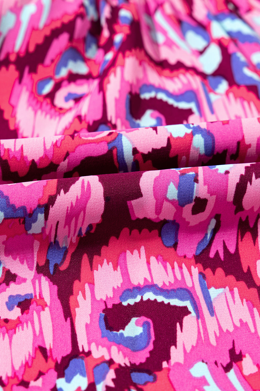 Pink Abstract Print Dolman Sleeve V Neck High Waist Romper 68722c7f07af2c24