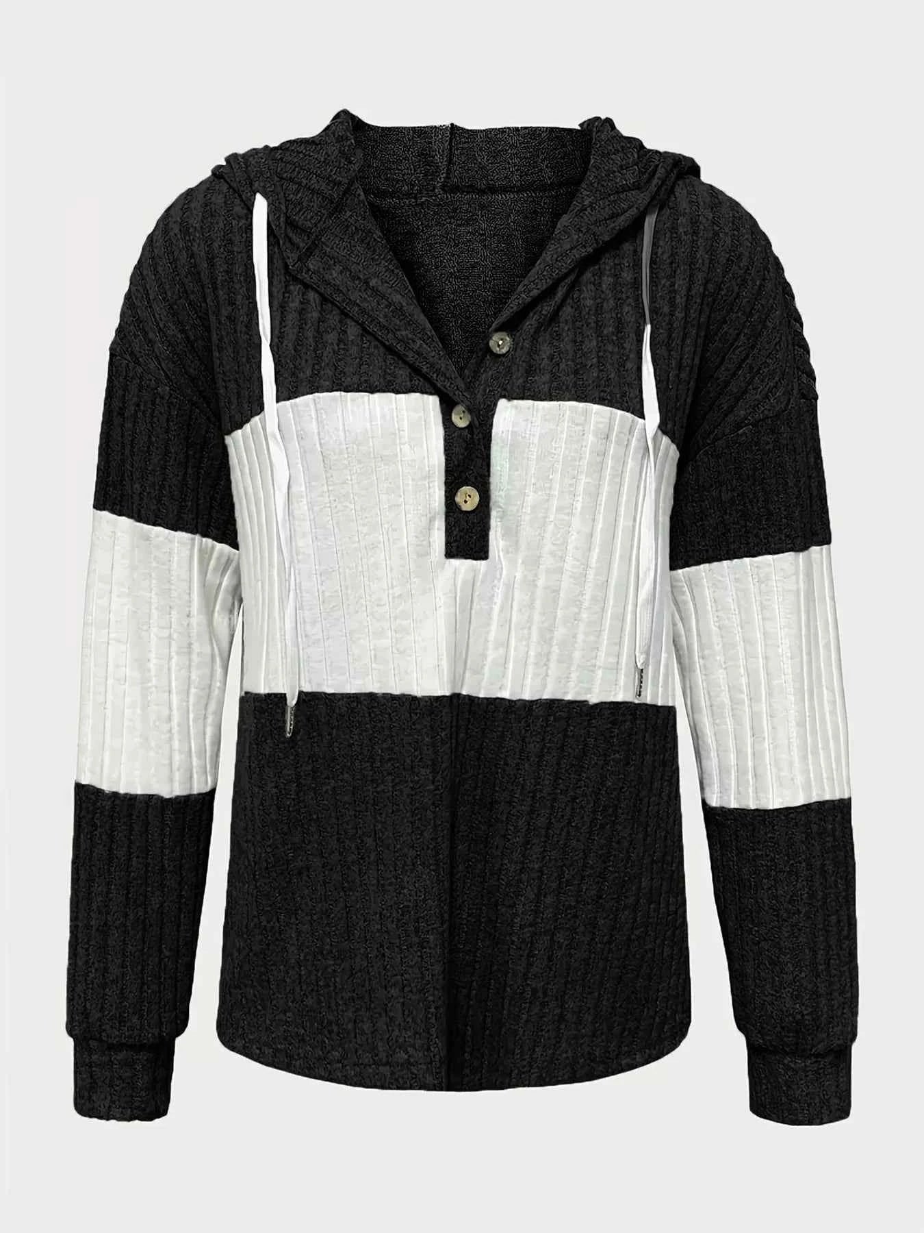 Color Block Drawstring Long Sleeve Hoodie 689559b3-2a7d-4b75-a7ff-244b185175d8-Max-Origin