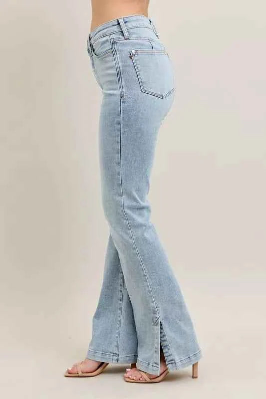 Judy Blue Full Size Tummy Control Vintage Wash Side Slit Slim Boot Jeans Plus Size 68d52efb-af58-4109-ad6c-dabb558b7304-Max