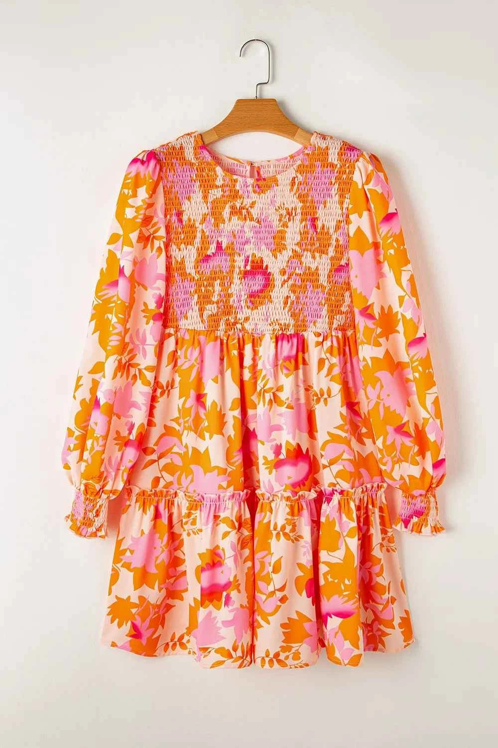 Frill Printed Long Sleeve Mini Dress 68db541d-3972-4965-a42d-cf712c344d9b-Max