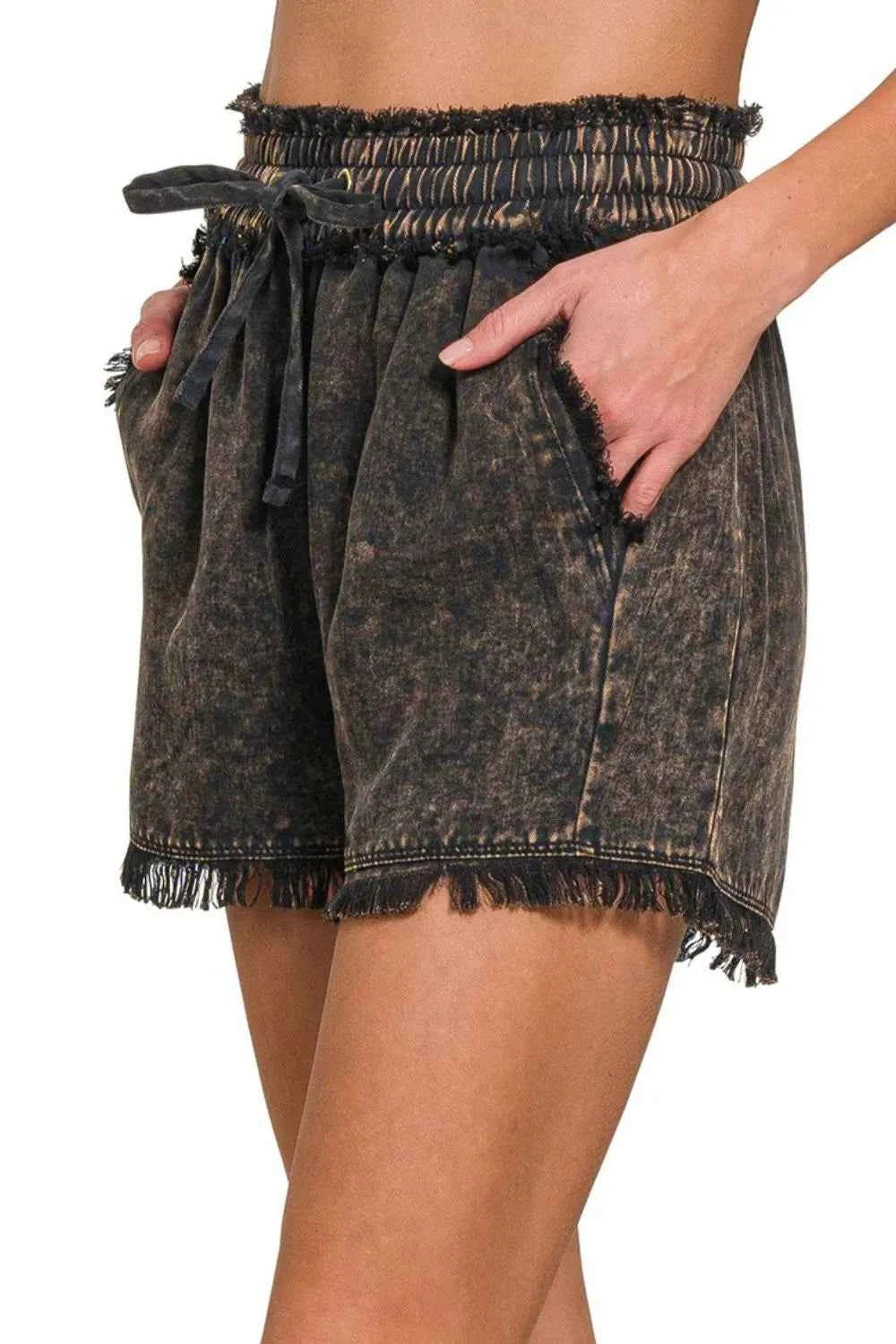 Zenana Mineral Frayed Hem Washed Shorts 68f75b00-c752-4f8b-a4d6-694ce70dab6b-Max-Origin