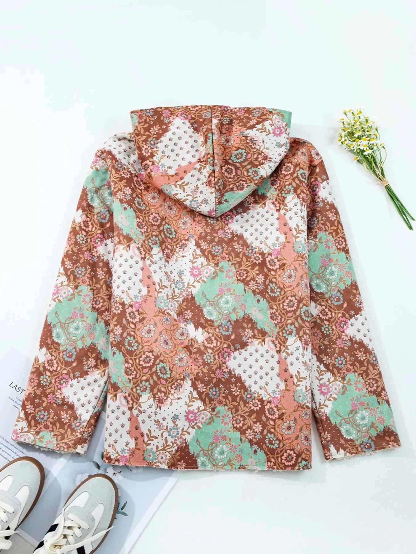 Floral Printed Sherpa Lined Hooded Jacket 68f9a95f48594fda988543c4b01f9440-Max-Origin