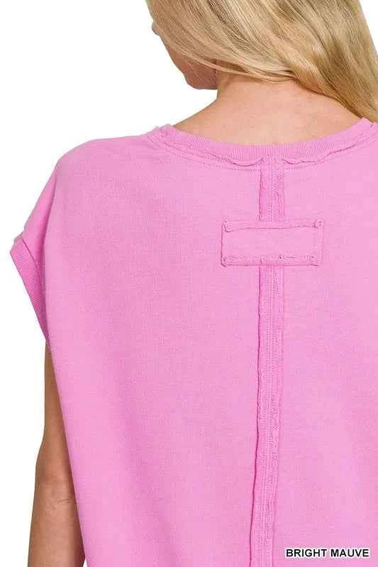 Zenana French Terry Round Neck Cap Sleeve T-Shirt 693110e141444ef58563ca0595f1c155-Max-Origin