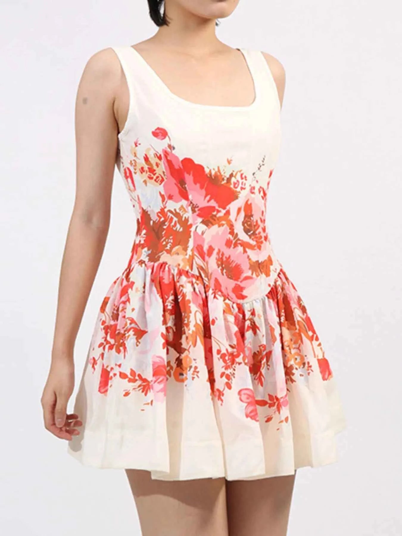 Floral Print Sleeveless A-Line Mini Dress 6945fa58-8547-4436-8f08-b395c246931a-Max-Origin