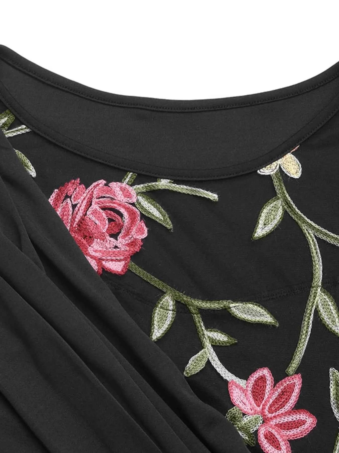 Floral Mesh Sleeve Ruched Maxi Dress 6949d4e6-416a-431c-8a9a-e648c7c62093-Max-Origin