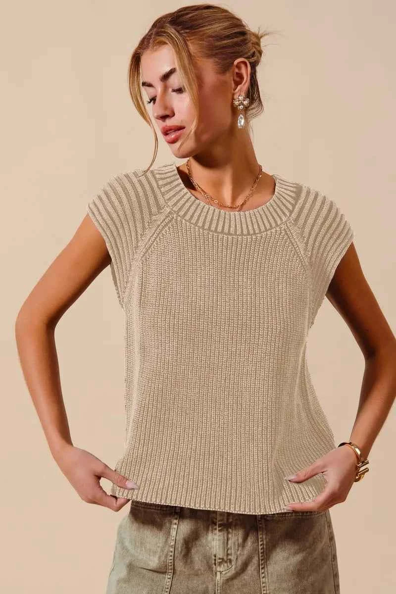 SO ME Mineral Washed Raglan Sleeveless Sweater Top VINTAGE TAUPE 694a1ffe5edd43fe8d75f26e4642962d-Max-Origin