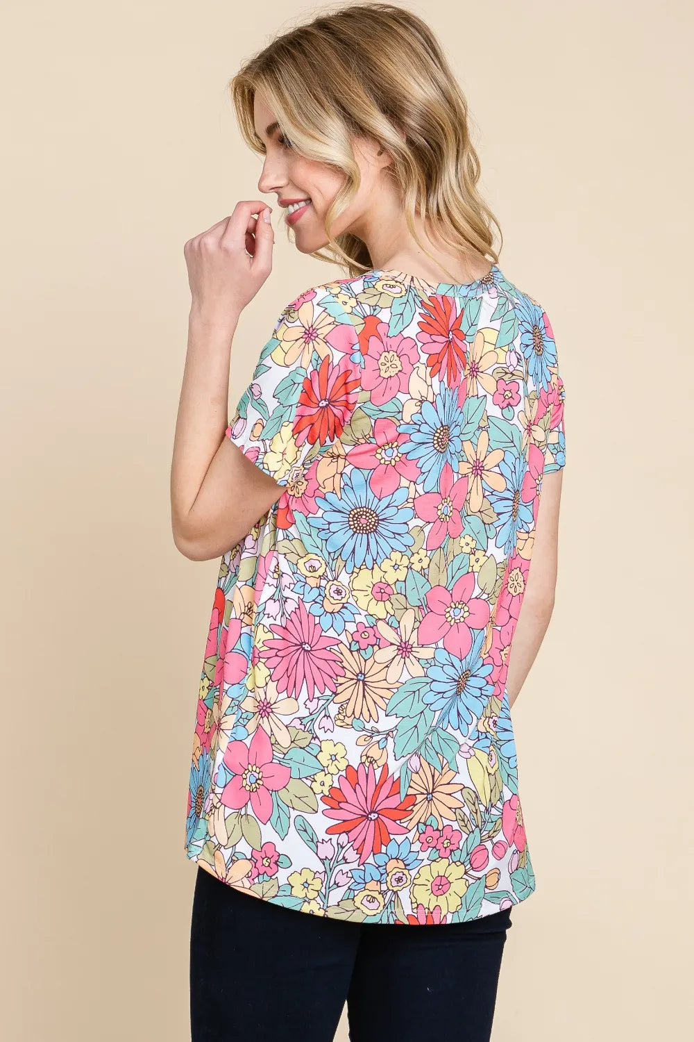 BOMBOM Floral Short Sleeve T-Shirt 698573a6-94df-4c2f-8a85-a58435fd3d6d-Max