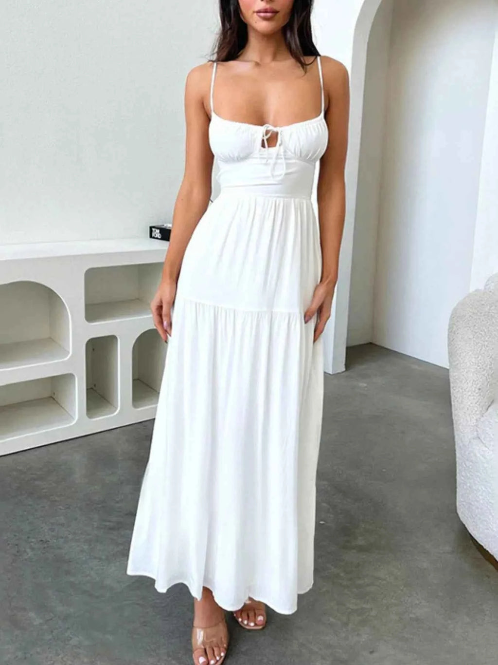 Tiered Lace Up Spaghetti Straps Maxi Dress 69db9a5d-892c-4f63-bce1-924c8868451f-Max-Origin