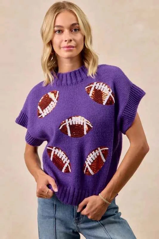 BiBi Gameday Sequin Football Patches Rib Banded Sweater 69ef007e-da73-4f9d-bdf7-a99198b34fb8-Max-Origin