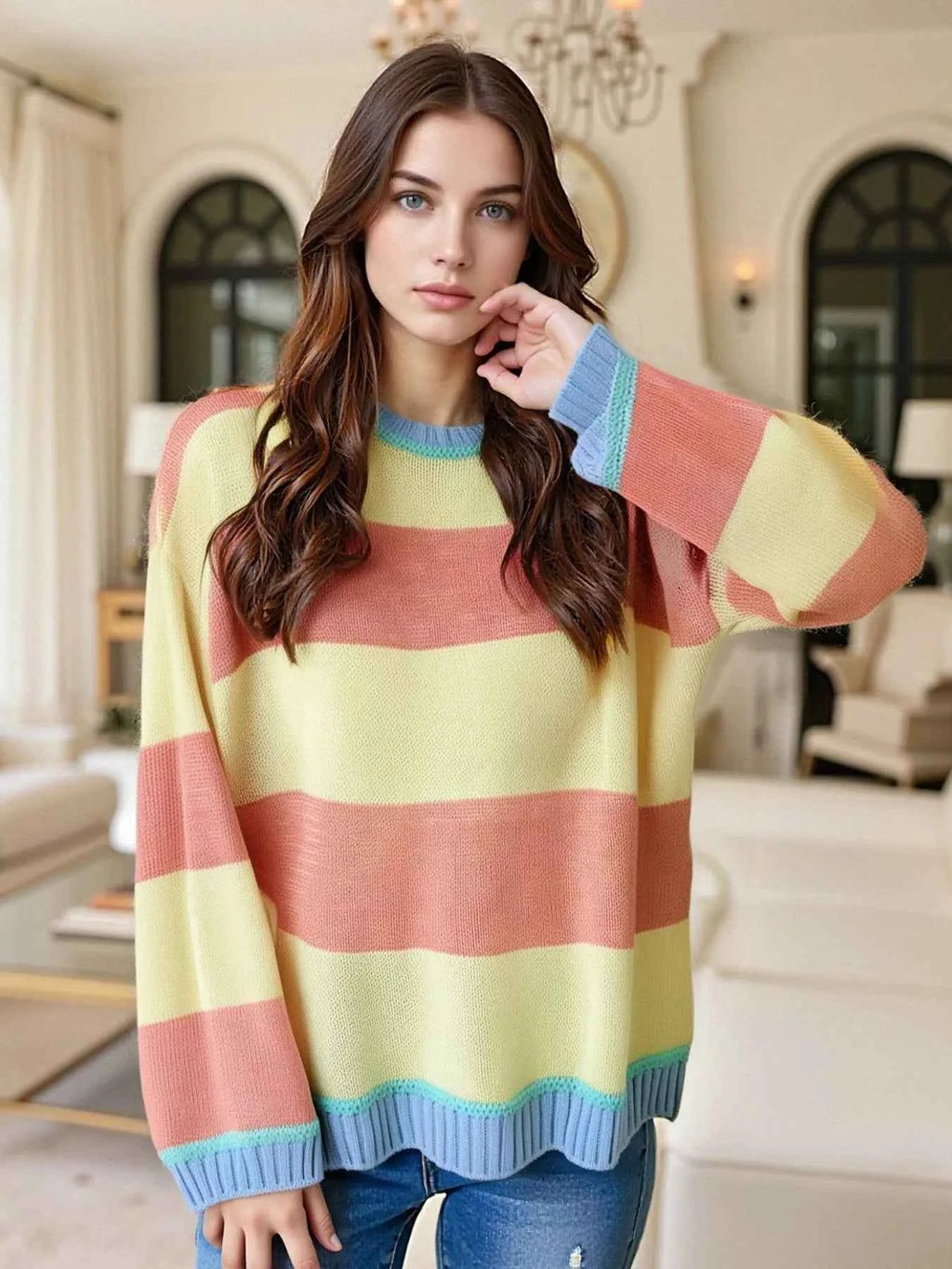 Color Block Round Neck Sweater 69fdb08e-d322-4c6d-98a9-6ef4e38659a1-Max-Origin