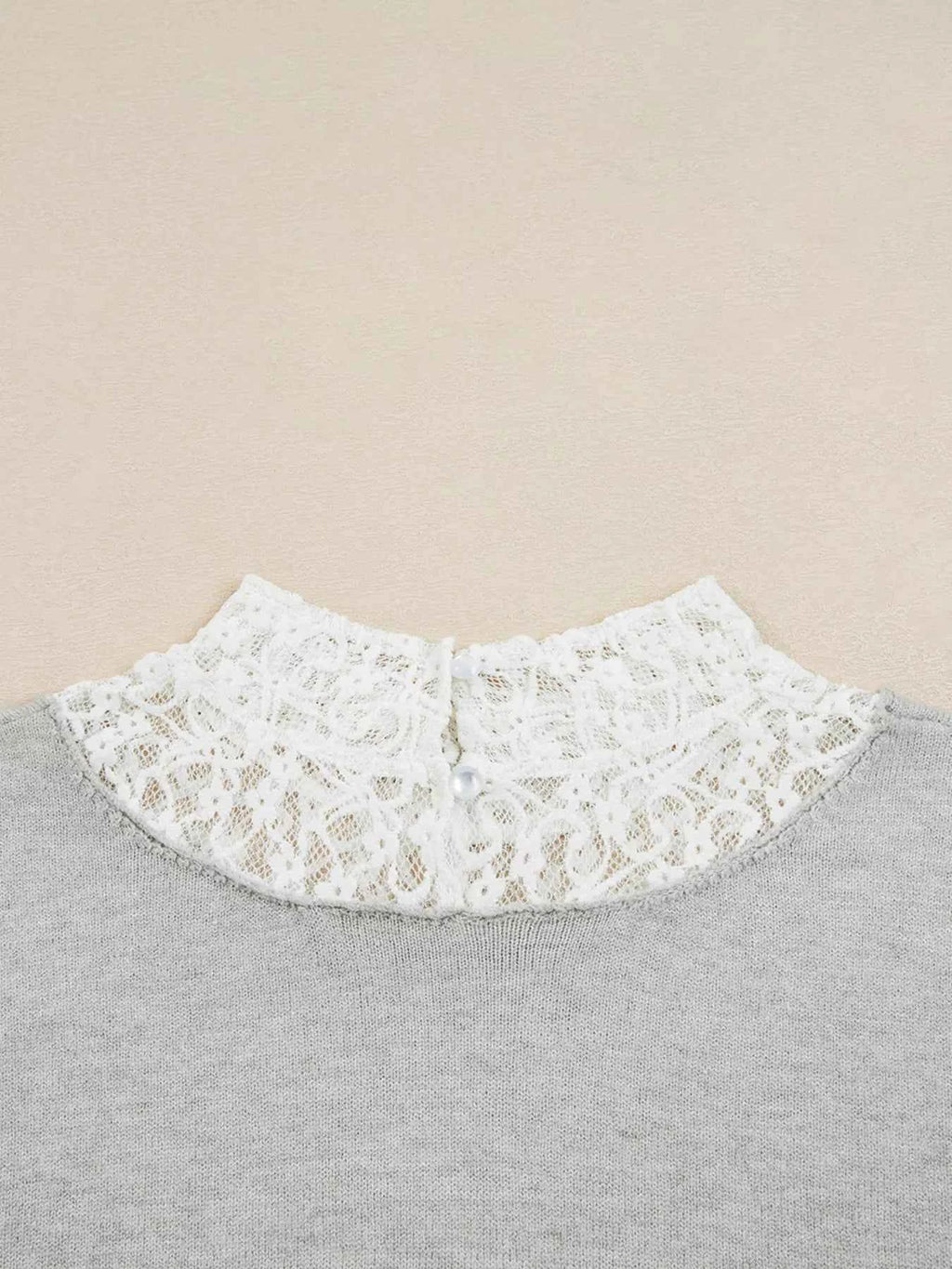 Button Keyhole Lace Patchwork Drop Shoulder Sweater 6a30fa43918548cb95fa78cbb858c784-Max-Origin