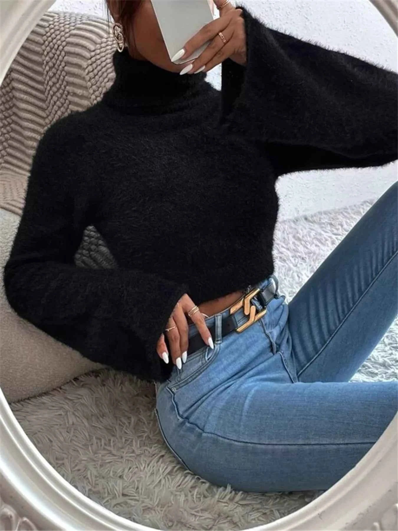 Turtleneck Flare Sleeve Sweater 6a70f8b4addd42acaa58891a7f5a2ac0-Max-Origin