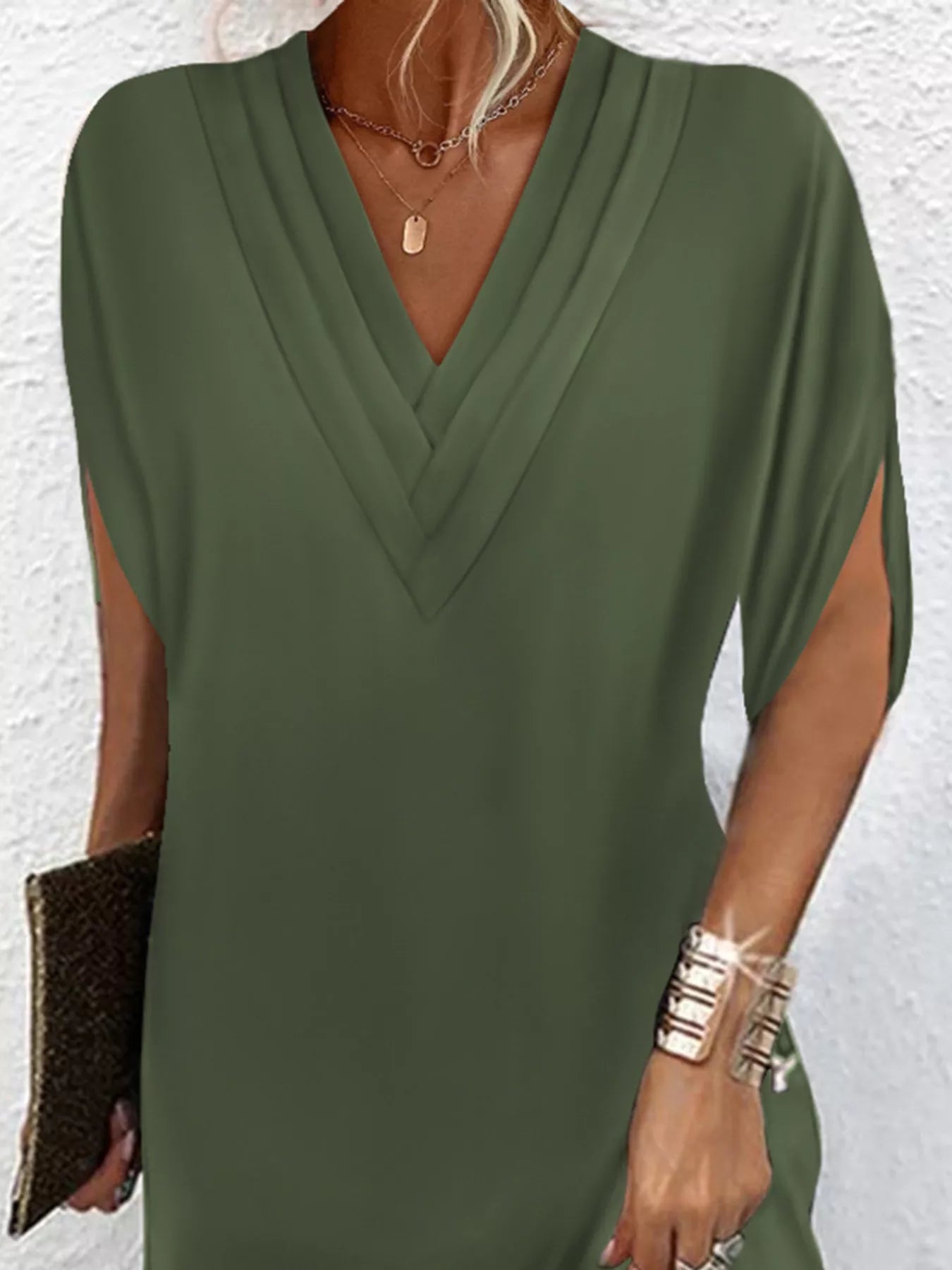Full Size V-Neck Slit Sleeve Mini Dress Plus Size 6a75fbf40a104291820c494a83764ab7-Max-Origin