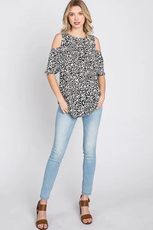 Heimish Full Size Leopard Round Neck Cold Shoulder T-Shirt Plus Size 6a789aa5-078f-4dc9-adc7-d6be840a83ad-Max