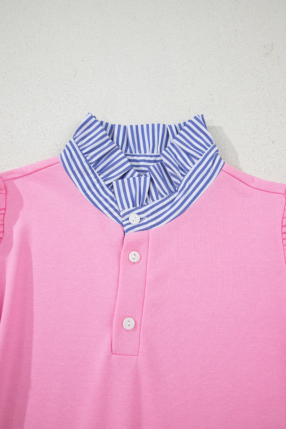 Bonbon Striped Collar Puff Sleeve Sweatshirt 6a7e42099677790e
