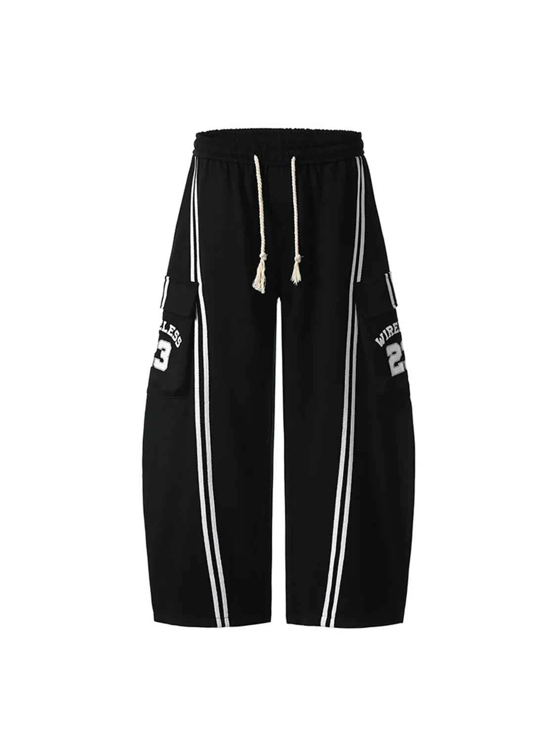 Drawstring Side Striped Wide Leg Pants Black 6a977093-4cc8-48c5-af18-dd0b2d778dd1-Max-Origin