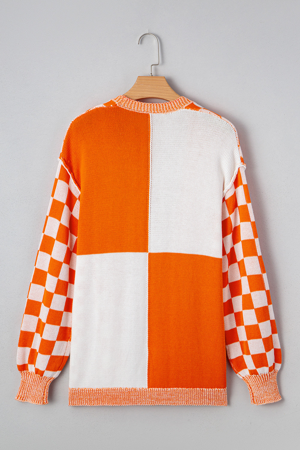 Orange Checkered Open Front Drop Shoulder Cardigan 6ac726fe047d5113