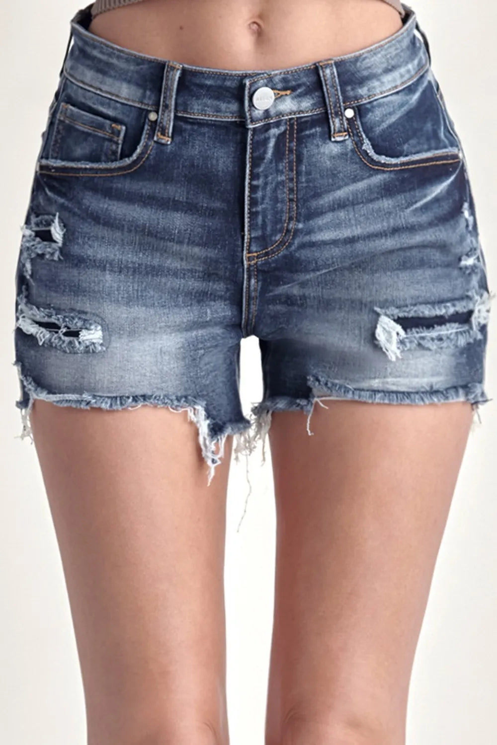 RISEN Mid Rise Raw Hem Denim Shorts 6ae3cd89-9fd9-447a-938d-316cd9ae4908-Max