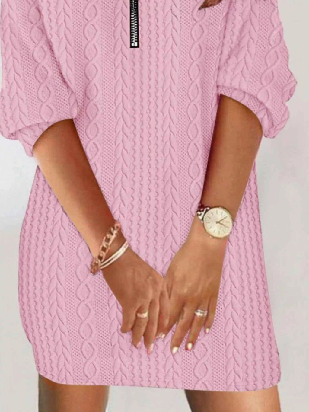 Zip Detail Textured Knit Mini Sweater 6aee7b2c-c8d0-4217-9af7-877201874d32-Max-Origin