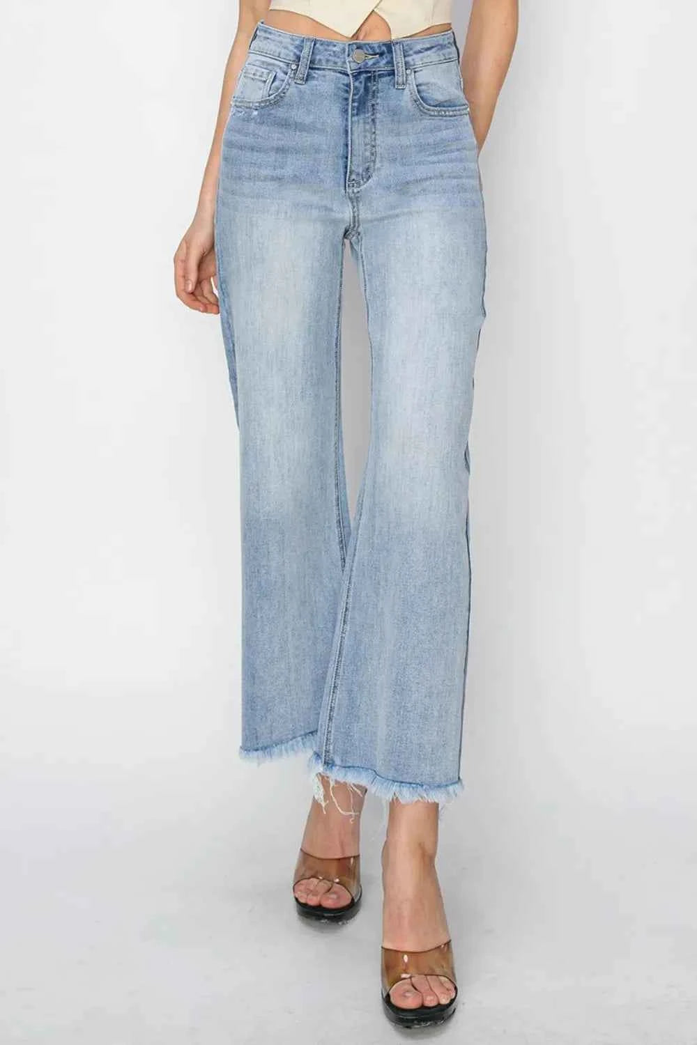 RISEN High Rise Crop Wide Fray Hem Jeans Light 6affe6ce-b8ac-4fdb-b733-11cf50459017-Max