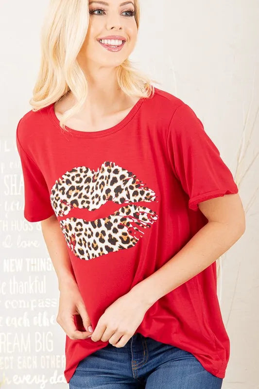 Heimish Full Size Leopard Lip Round Neck Short Sleeve T-Shirt Plus Size 6b0697b2-5234-4a80-8818-5e72bbadbd85-Max
