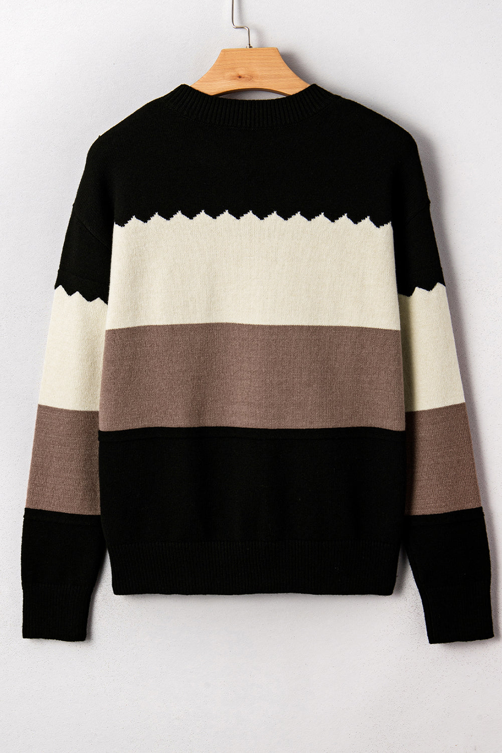 Black Colorblock Crew Neck Drop Shoulder Sweater 6b3ebc1e34c4f483
