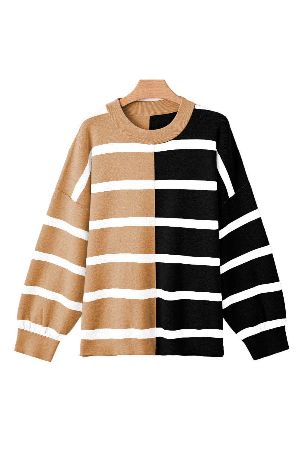 Blue Stripe Exposed Seam Patchwork Loose Sweatshirts 6b40422ab11569db