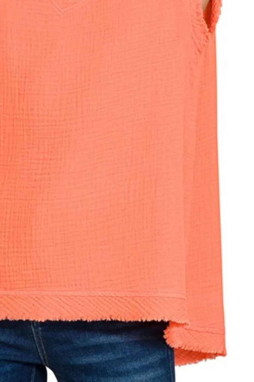 Zenana Double Gauze Raw Edge V-Neck Tank 6b6d5a49-54ce-43d5-9738-3037a4ff8734-Max-Origin