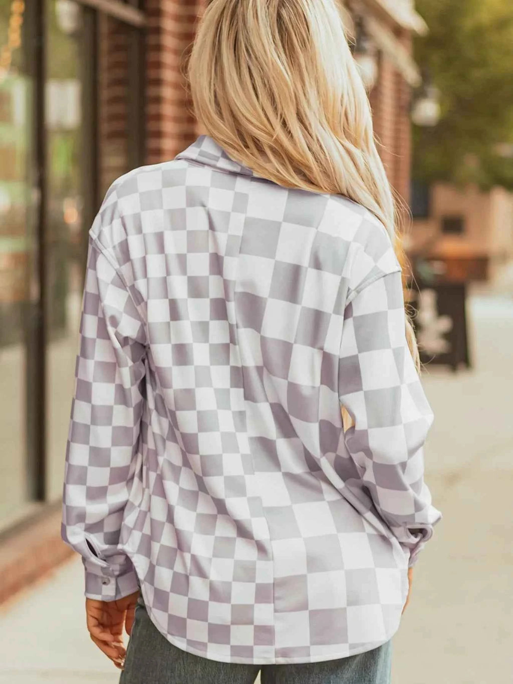 Checkerboard Flap Pocket Button Front Shacket 6bbf5178-dba6-445b-8c8c-964a19a1e87d-Max-Origin