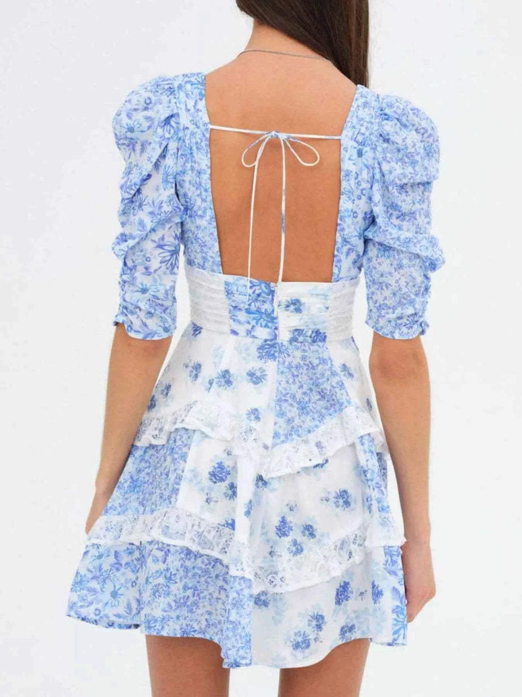 Ruffled Floral Print Half Sleeve Dress 6bcef639-a164-4e8c-be0d-a3cd66223de0-Max-Origin