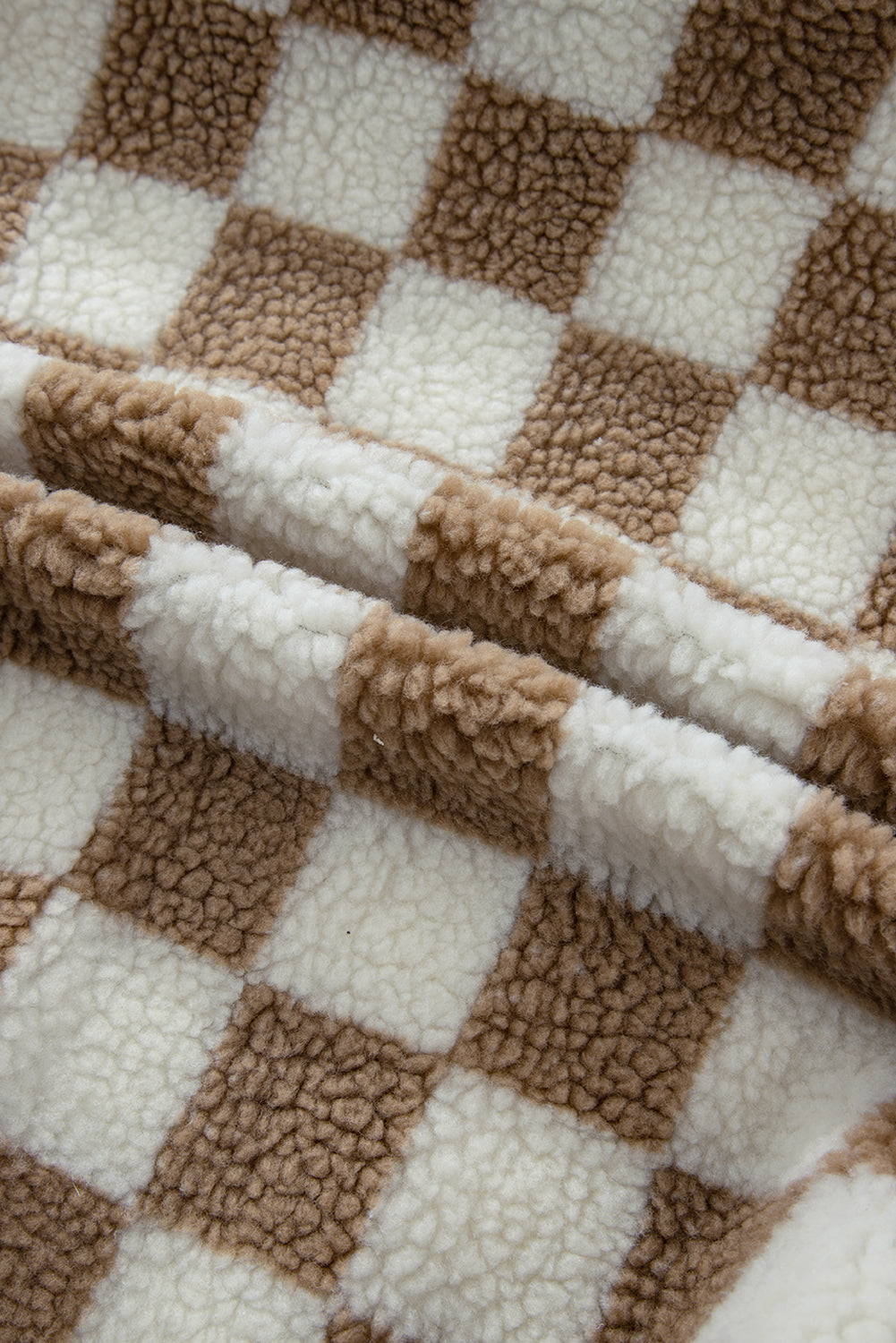 Khaki Checkered Sherpa Collared Jacket Vest 6be0eeb63576eded