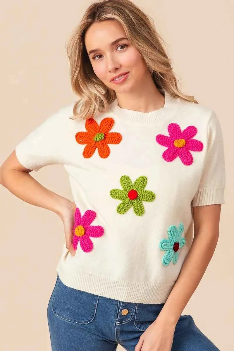 BiBi Crochet Flower Patch Sweater Top 6bf57dfc312b4d34971221f1becf1207-Max-Origin