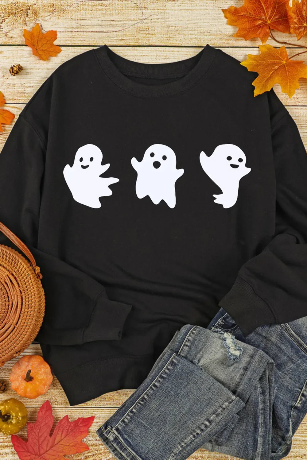 Ghost Round Neck Long Sleeve Sweatshirt 6c2d2a2d-14d9-4fe7-95d2-eac9001317d0-Max