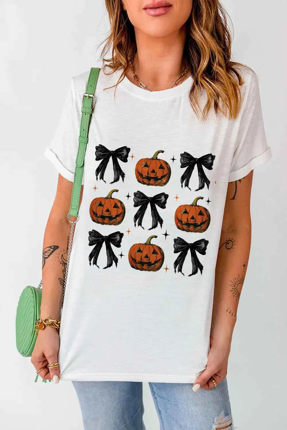 Pumpkin Round Neck Short Sleeve T-Shirt 6c573021-2e5f-4066-9397-1b966284f4ac-Max