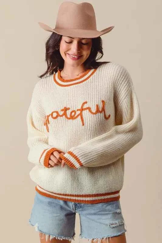 SO ME Thanksgiving Grateful Lettering Stitch Sweater 6c75f794fa3b474ab86153b50658fd58-Max-Origin