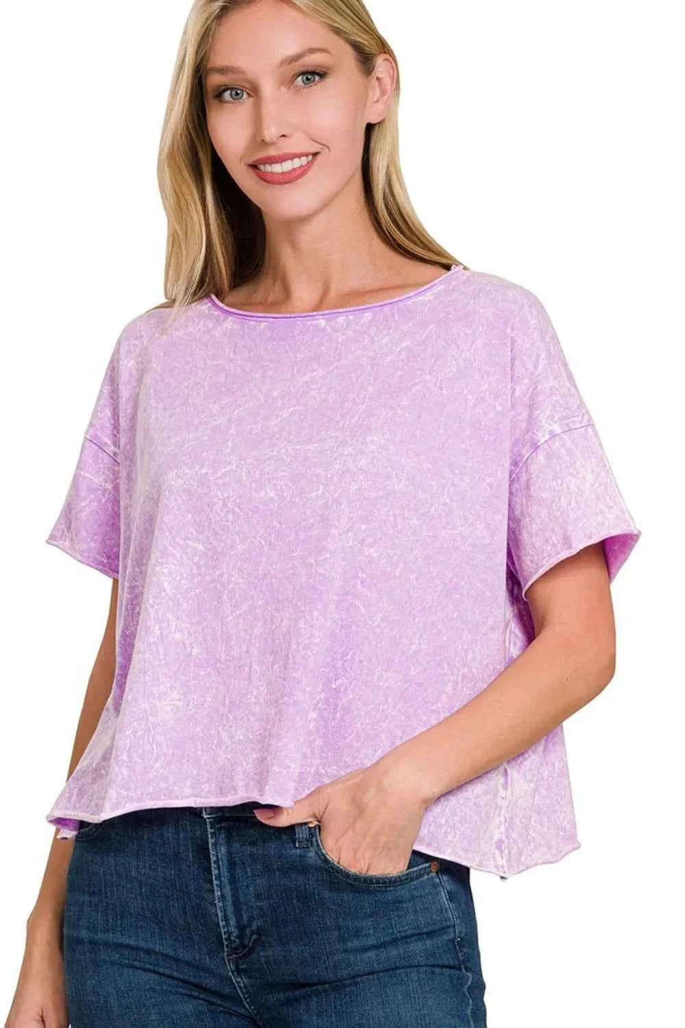 Zenana Washed Crew Neck Short Sleeve Crop Box Tee B LAVENDER 6c7e6aab-0a3b-4fb9-b197-522cf86f2688-Max-Origin