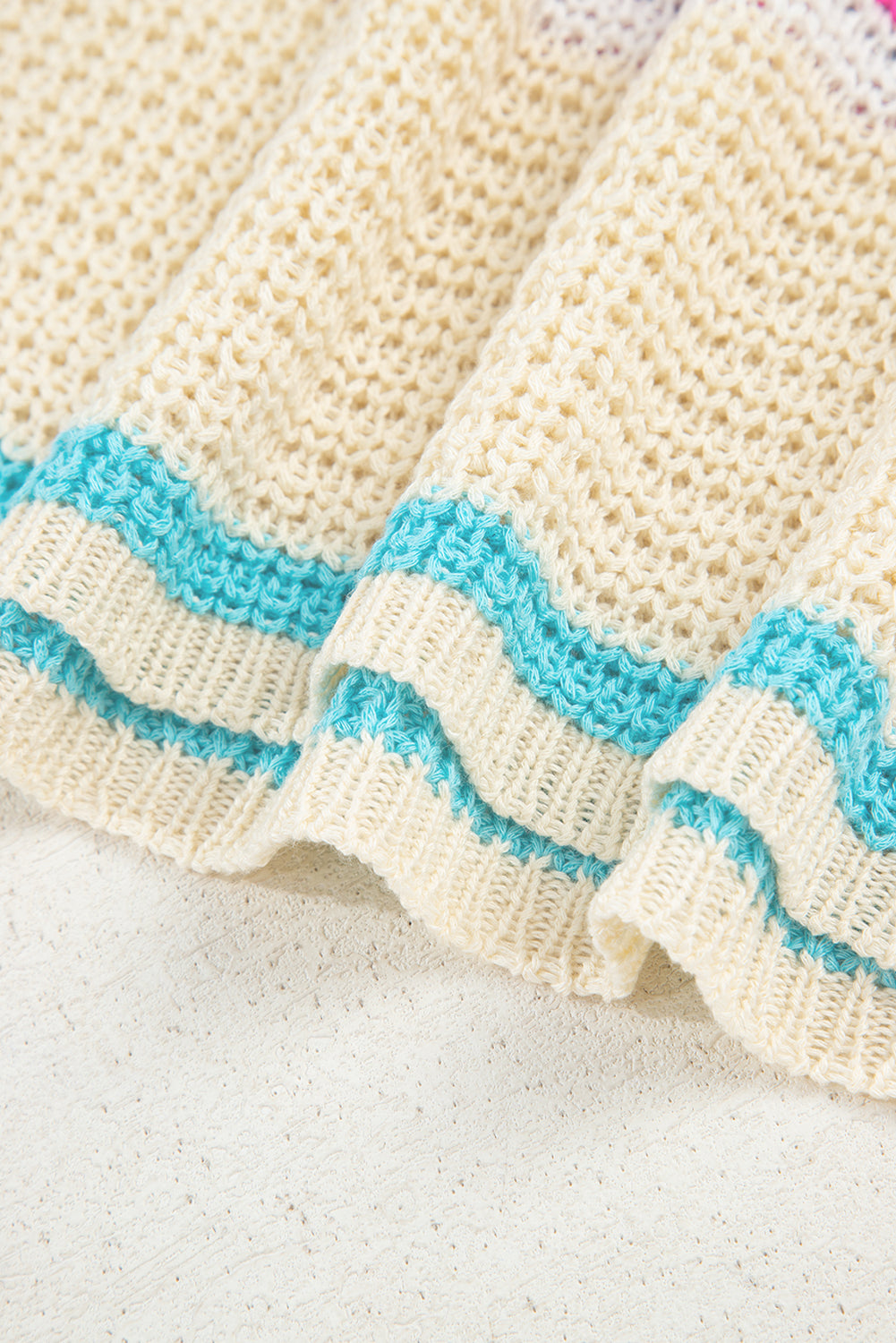 Khaki Stripe V Neck Textured Knit Vest 6c8ff6f8d313efbc