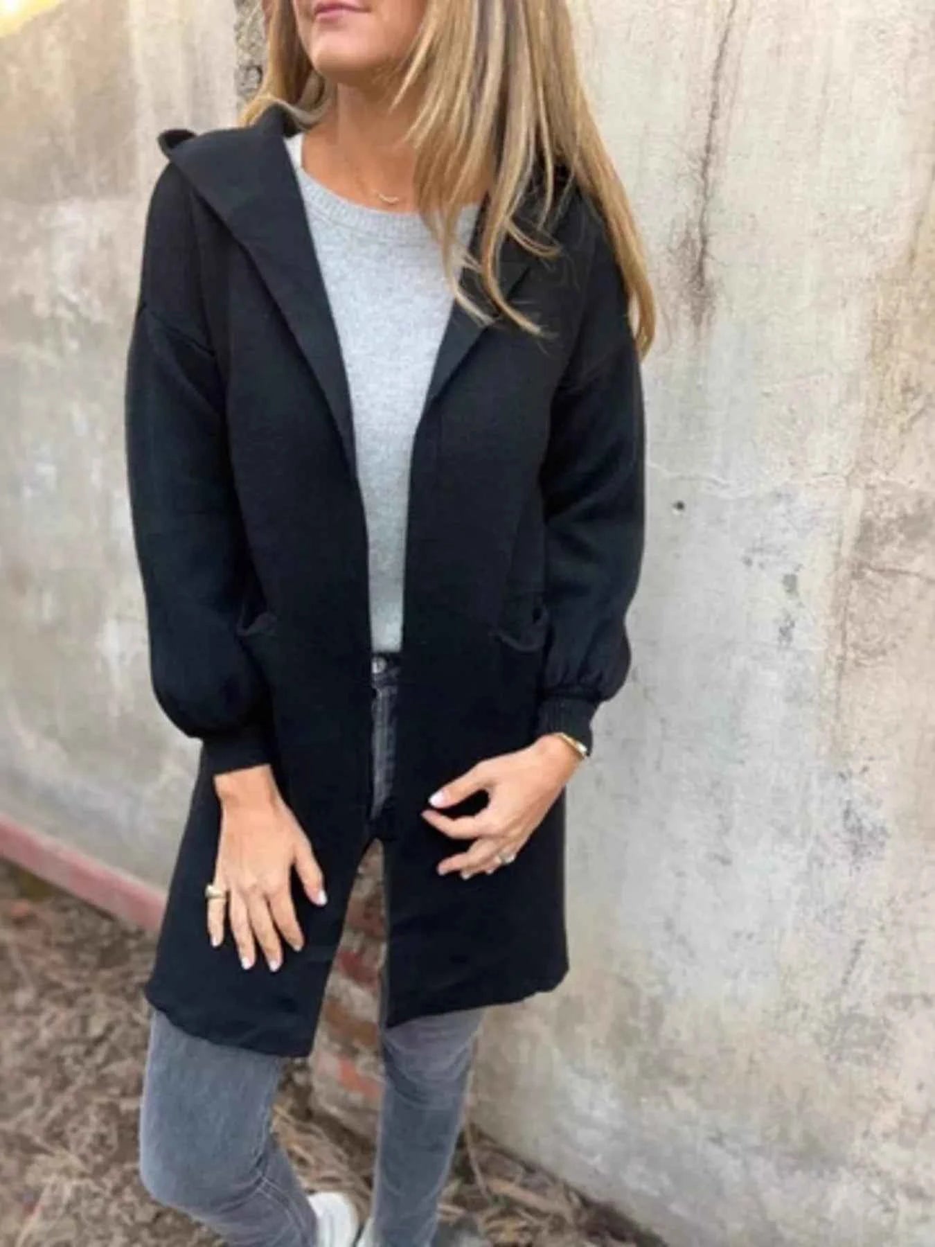 Full Size Open Front Hooded Cardigan Plus Size Black 6d1313478a4941bfac181206bc87f14c-Max-Origin