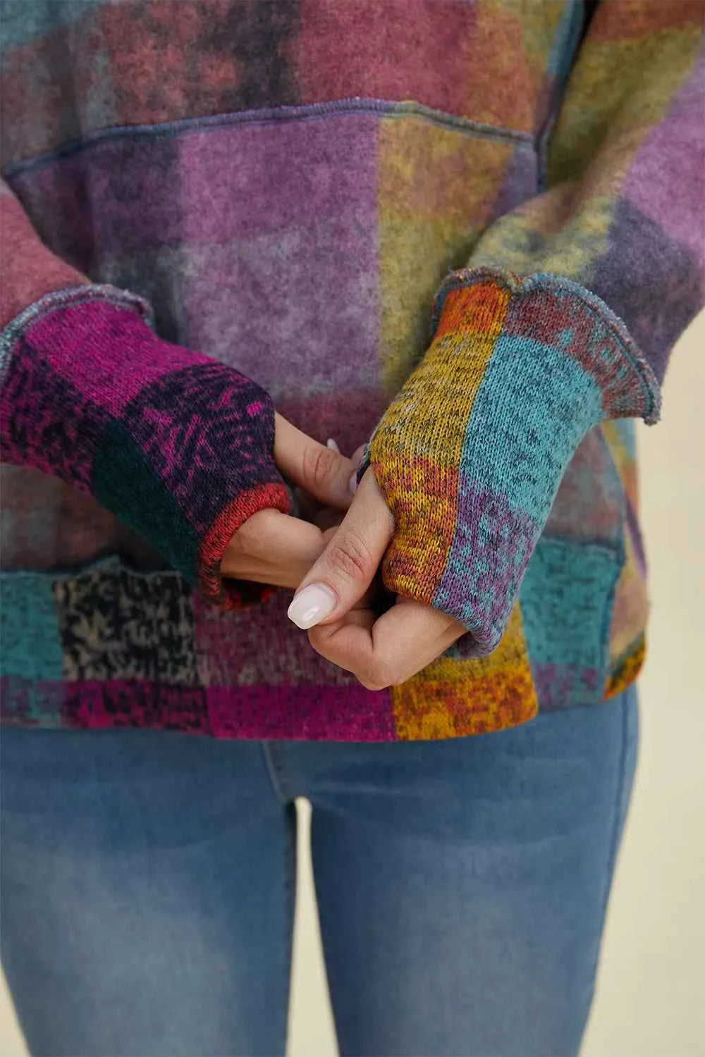 Double Take Full Size Plaid Dropped Shoulder Fleece Hoodie 6d2e39c1-64a0-48e0-9f95-d981b44e667e-Max