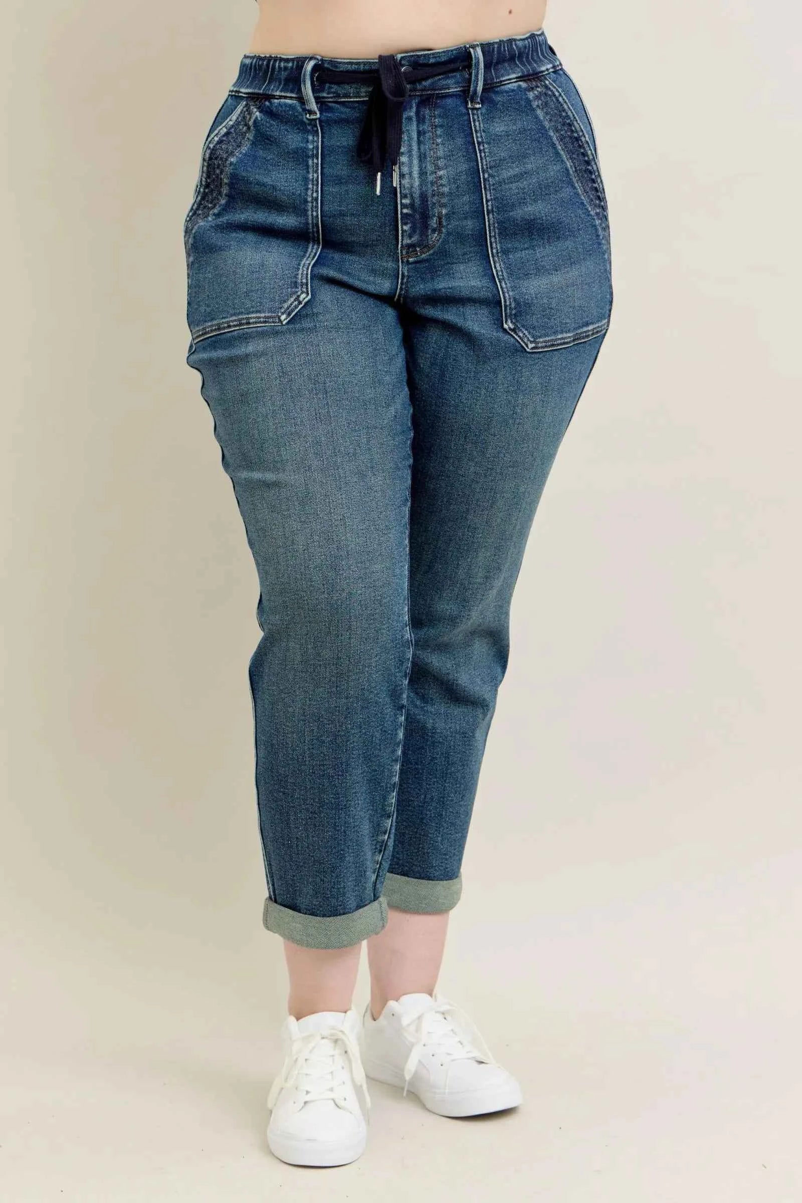 Judy Blue Full Size HW Vintage Wash Jeans w/ Drawstring Plus Size 6d336da1-4d63-4a29-89ef-8ba30d9392e8-Max-Origin
