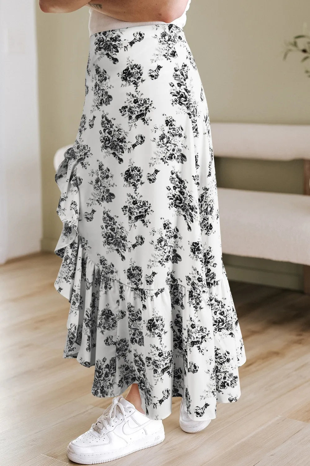 Boho Floral High Waist Ruffle Split Maxi Skirt 6d5ad85e-7817-4ed0-b360-bb0825a673de-Max-Origin