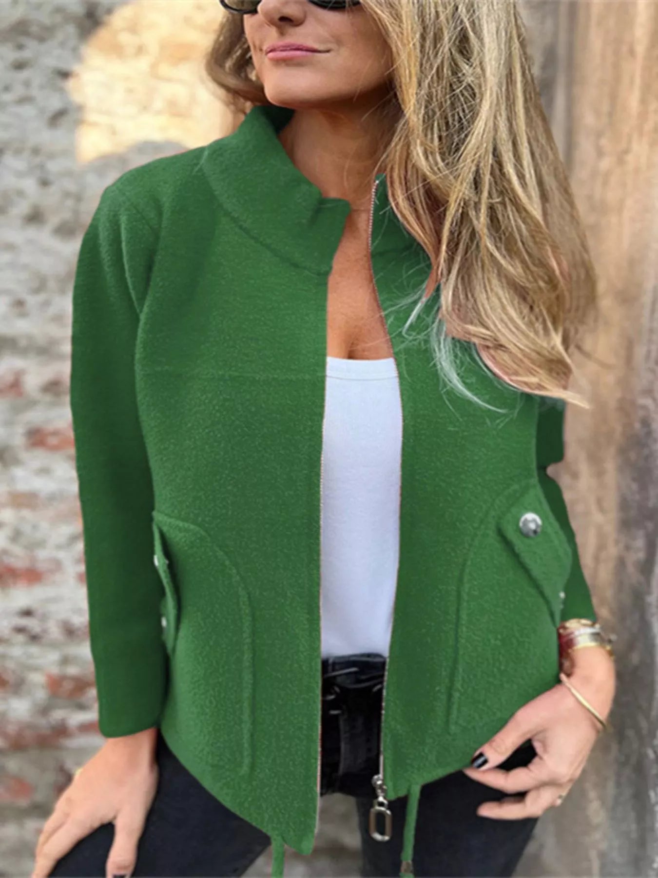 Full Size Zip-Up Long Sleeve Outerwear Plus Size Green 6d65cef9-5b58-4862-8f2f-c96f01240947-Max-Origin