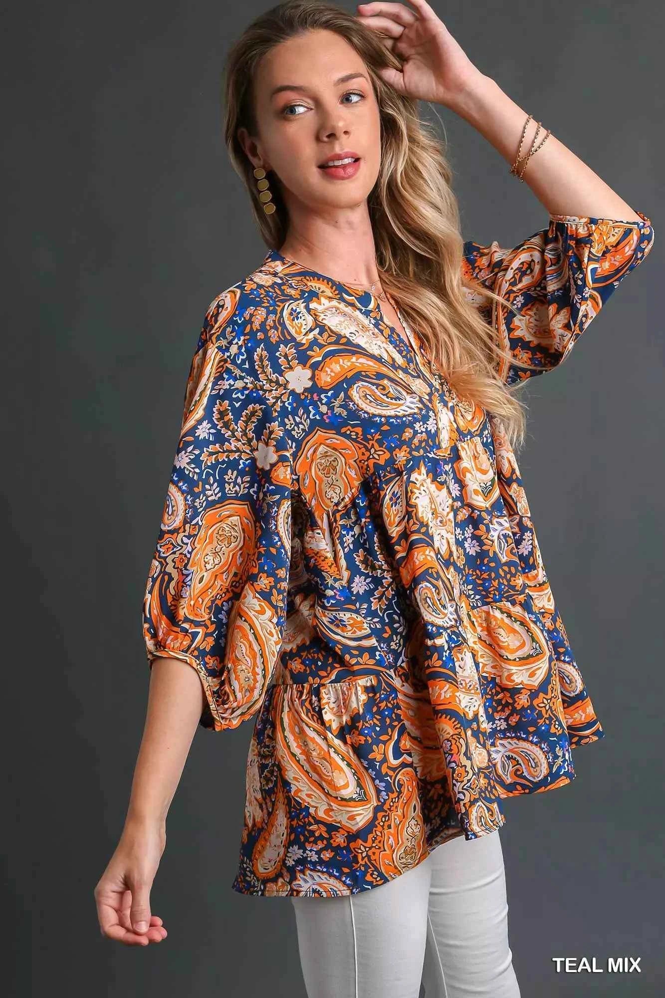 Umgee Mix Paisley Boho Tunic Blouse 6d980fcc-7eb3-4458-9bfa-4b49e390d7e5-Max-Origin
