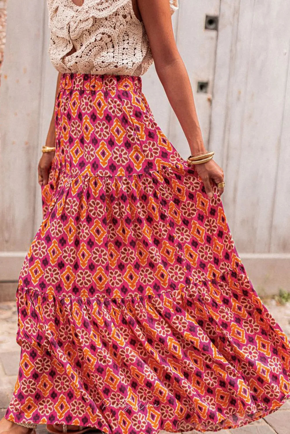 Printed Tiered Maxi Skirt 6dca8f3b-c127-452e-9a9a-092a5c16003b-Max