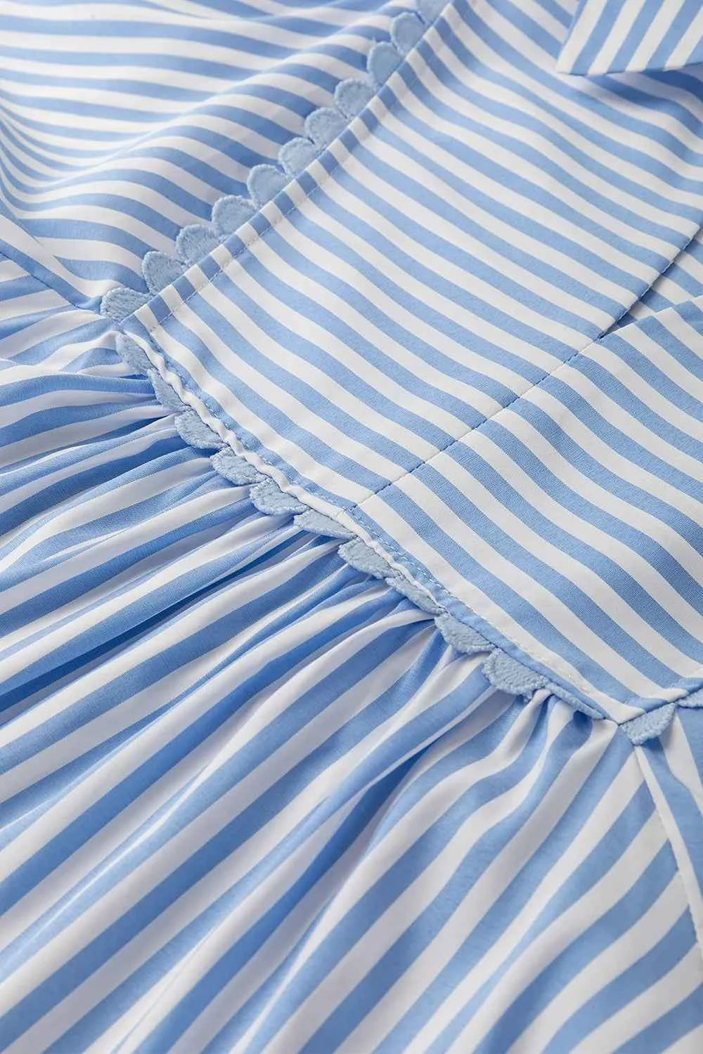 Striped Notched 3/4 Sleeve Blouse 6df18346-e6a7-49fc-8314-c2e07f353072-Max-Origin