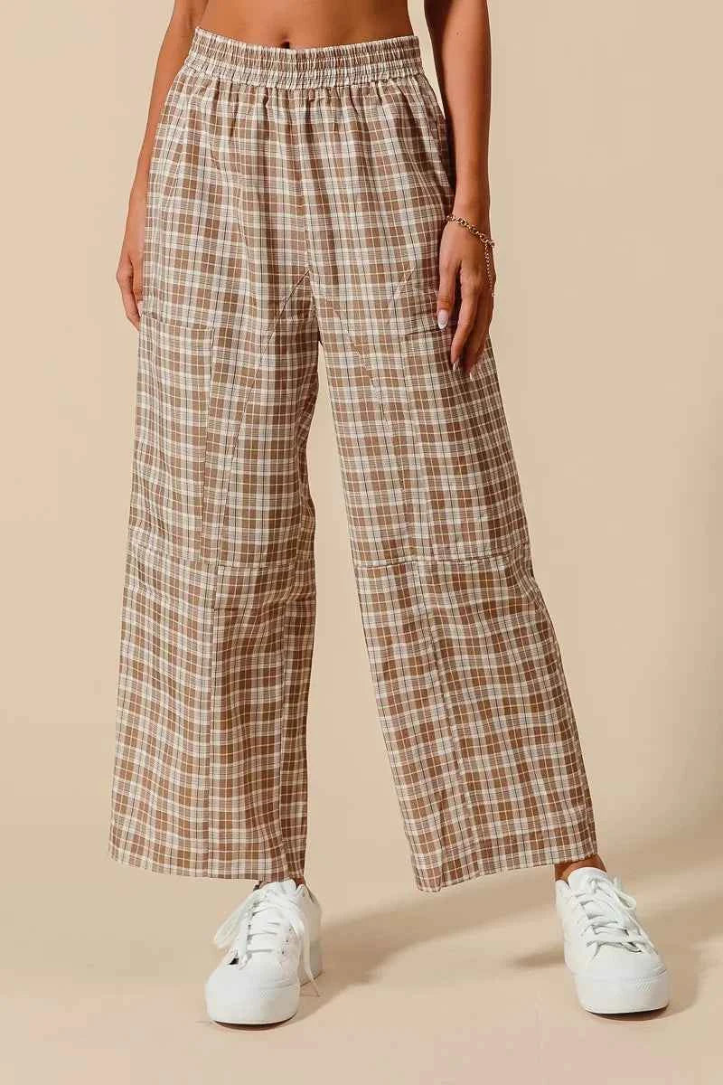 SO ME Check Plaid Wide Leg Pants with Big Patch Pockets 6dff598518fd42e18070e1162a6d7837-Max-Origin